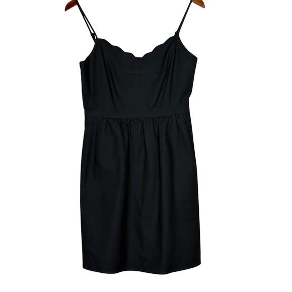 J.Crew Scalloped Neckline Spaghetti Strap Mini Dress Lined Pockets ZipUp 4 Black - Picture 10 of 15